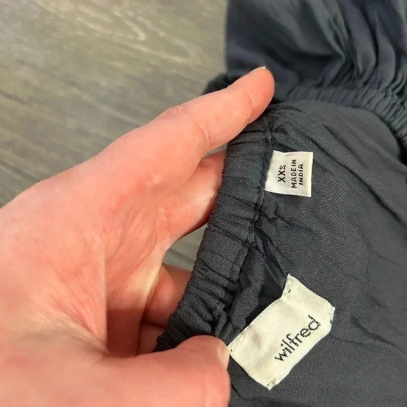 Aritzia Wilfred Emmie Mini Dress Lace Off the Shoulders Eyelet Blue size XXS - Picture 12 of 16